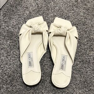 Jimmy Choo Cream Knotted Mules
